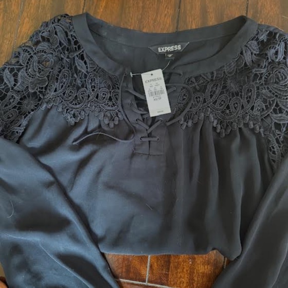 NEW Black Express Blouse XS/TP - Lace Detailing - Picture 5 of 7